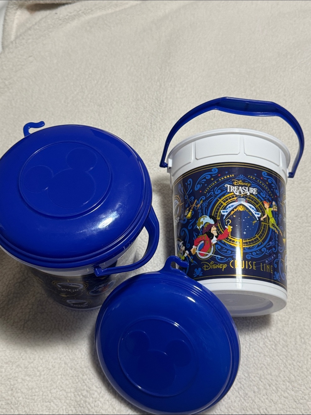 Disney Cruise Blue Popcorn Buckets with Character Graphics